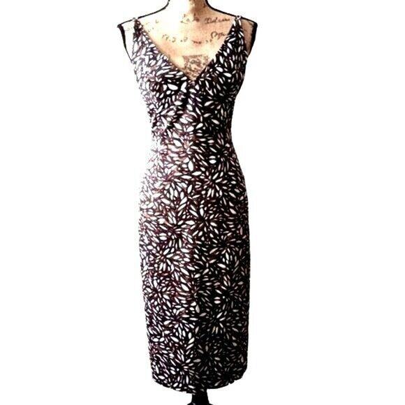 Milly Black, Brown, & White Sleeveless Floral Pencil Dress 2 - Picture 1 of 9